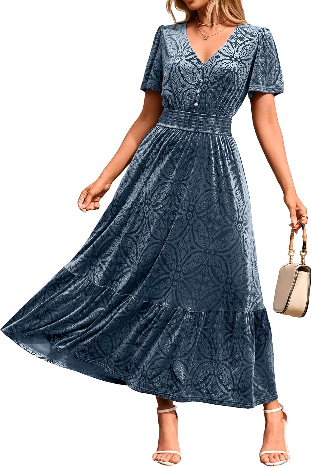 Simplee Womens Fall Velvet Dress for Elegant Wedding Guests