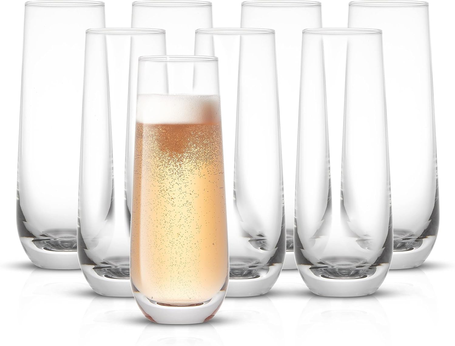 Set of 8 JoyJolt Crystal Champagne Flutes - Elegant and Versatile Glassware Set