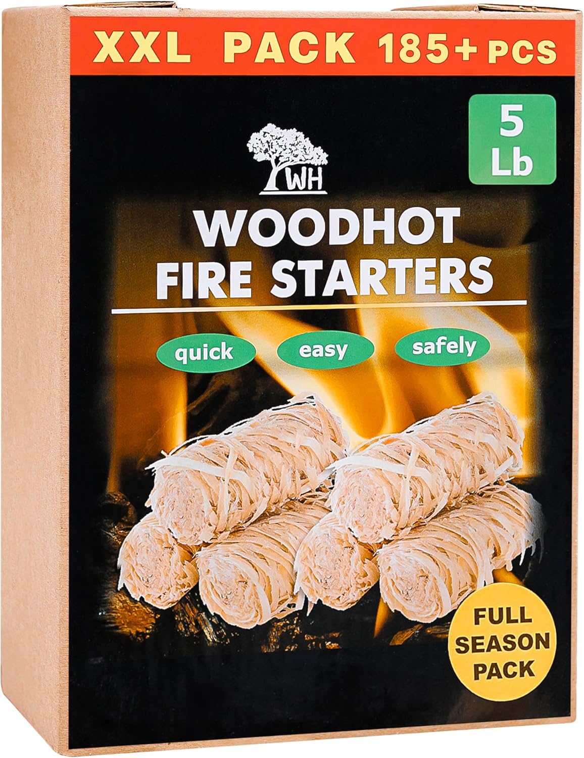 Natural Fire Starters for Indoor Fireplace - Quick Ignite Charcoal