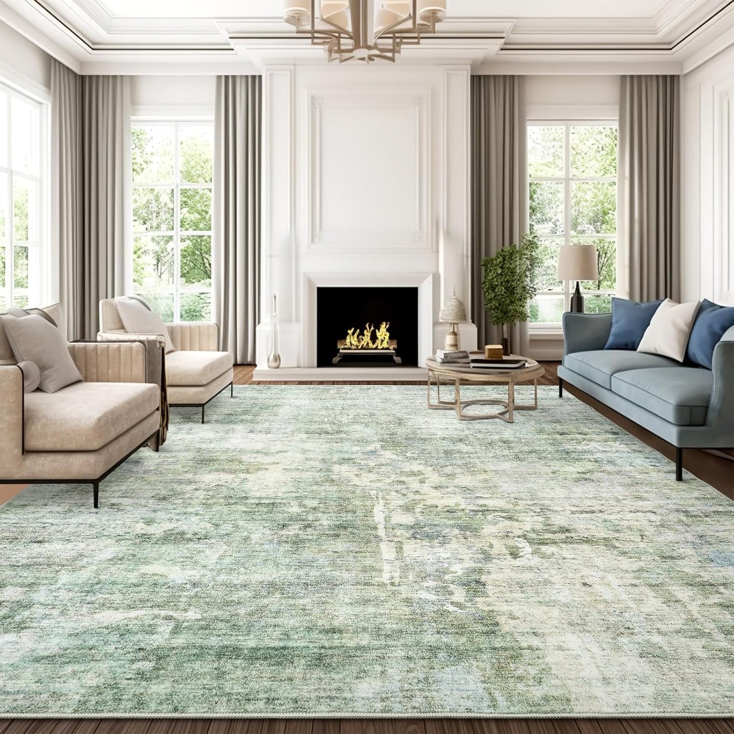 9x12 Area Rugs for Living Room, Vintage Non-Slip Machine Washable