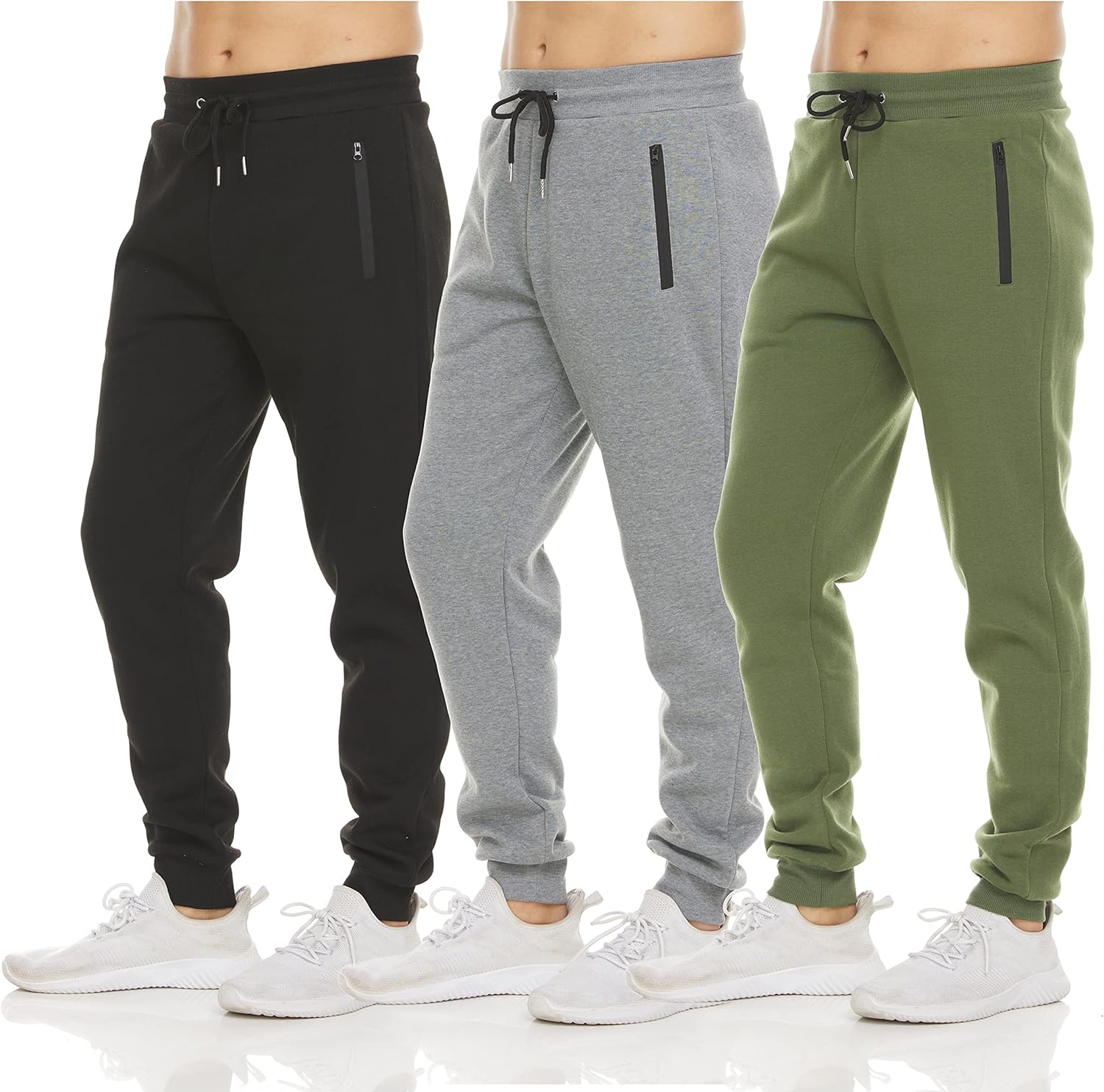 PURE CHAMP Mens Fleece Jogger Sweatpants with Zipper Pockets
