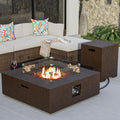 Outdoor Propane Fire Pit Coffee Table 35in Square Faux Stone - Warm