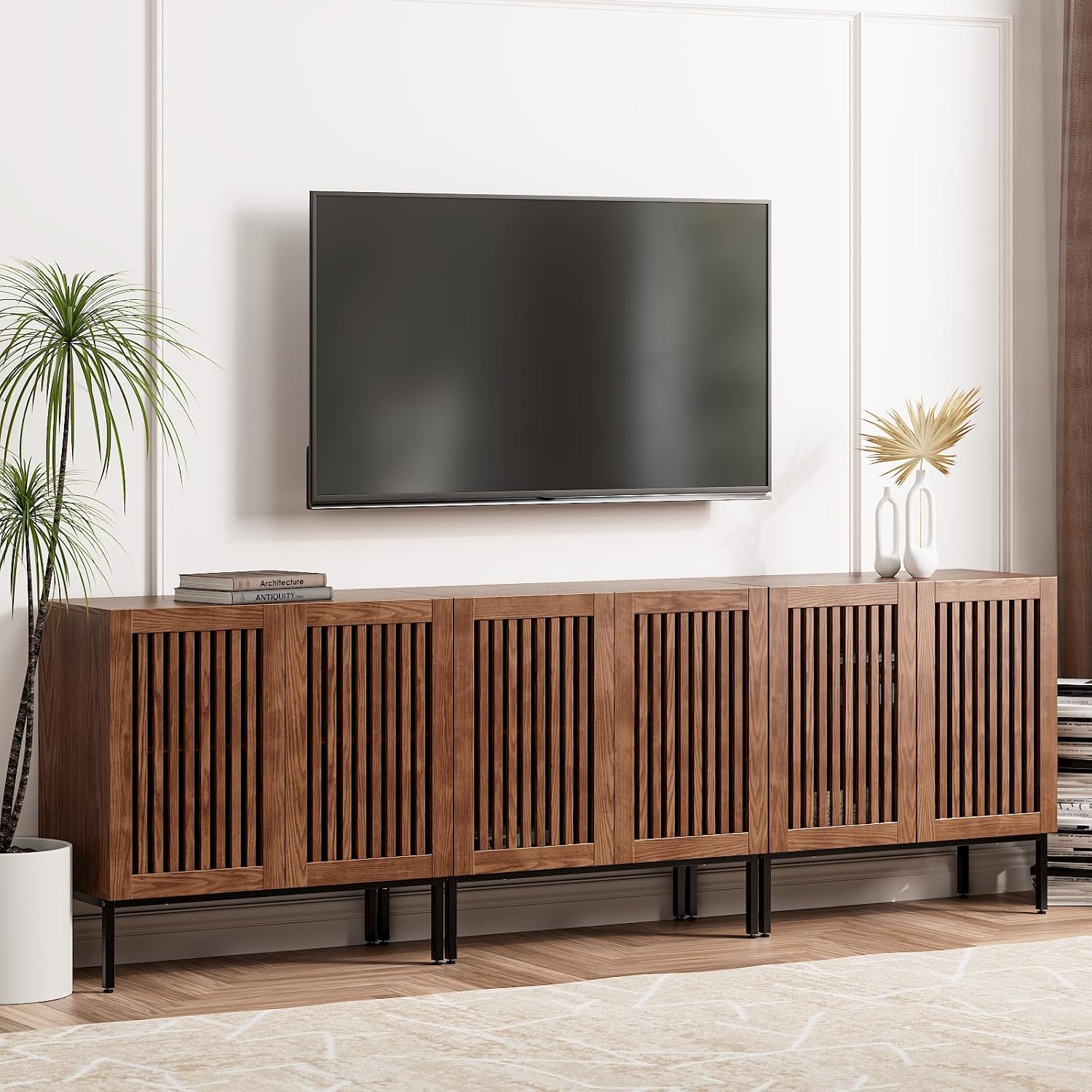 95 Farmhouse TV Stand with Storage ~ Rustic Brown