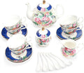 Blue Lace Porcelain Tea Set for 6 - Elegant Moonflower China