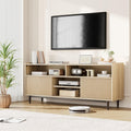 Modern Oak TV Stand, 70 inch, Storage & Sliding Doors