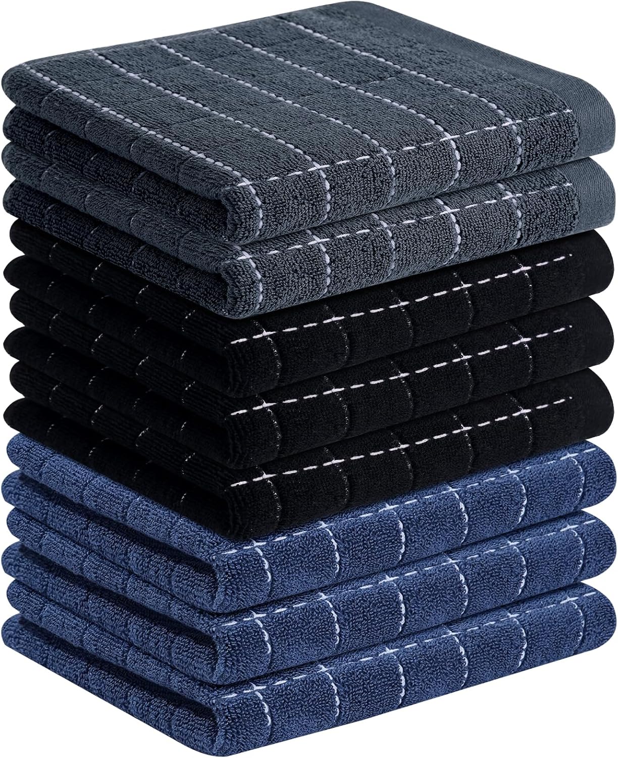 Homaxy 100% Cotton Terry Kitchen Towels - Super Absorbent 8 Pack