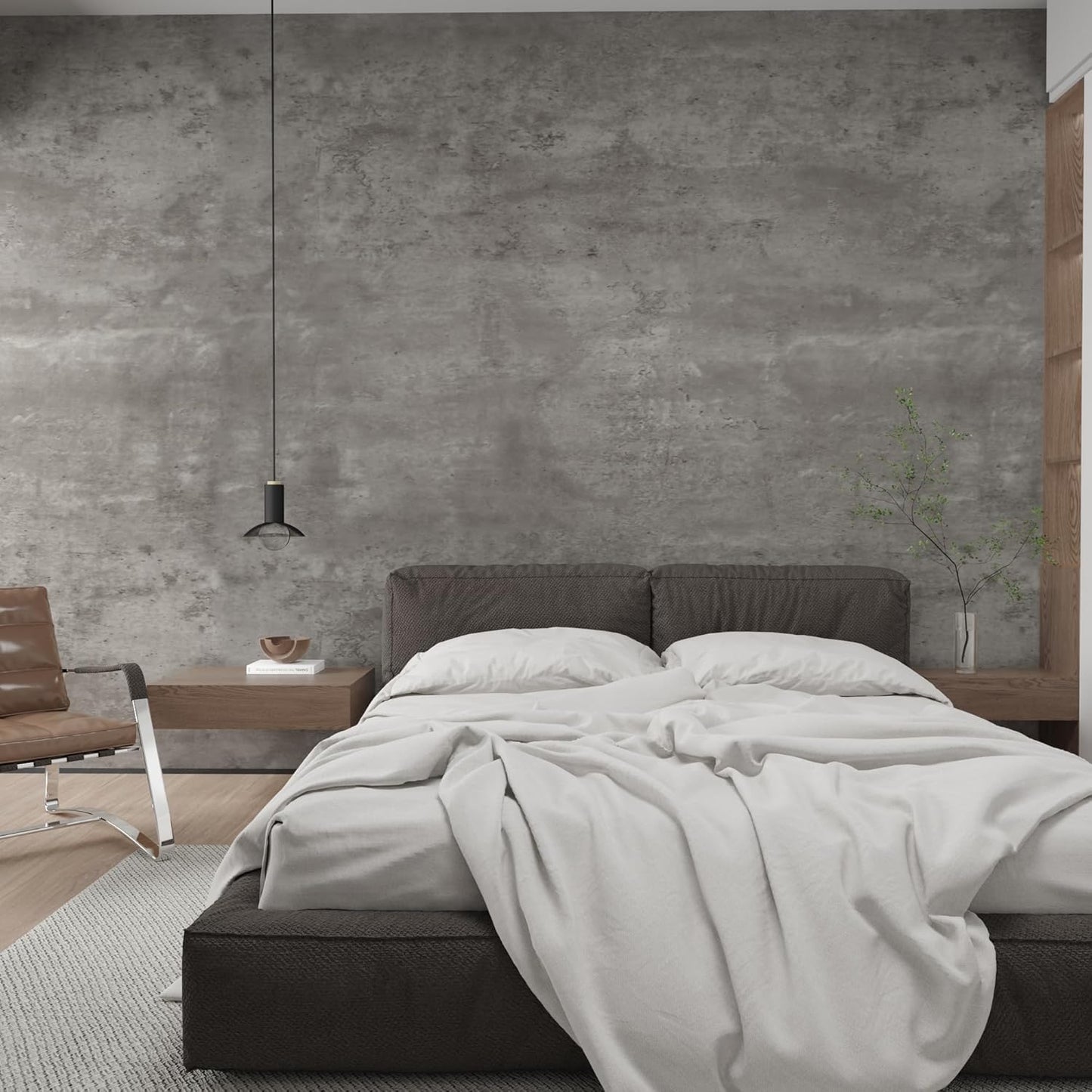 Large Size 3D Wide Thick Grey Concrete Wallpaper for Home Decor