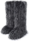 Women's Faux Fur Snow Boots Fuzzy Mid-Calf Flat Boots - Warm