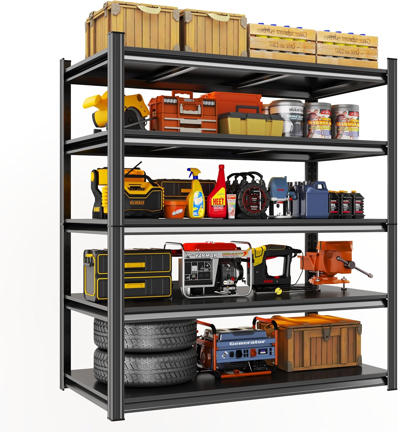 Heavy Duty 5-Tier Adjustable Metal Garage Shelving Unit
