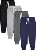 4 Pack Boys Cotton Sweatpants Joggers with Pockets - 5-16Y