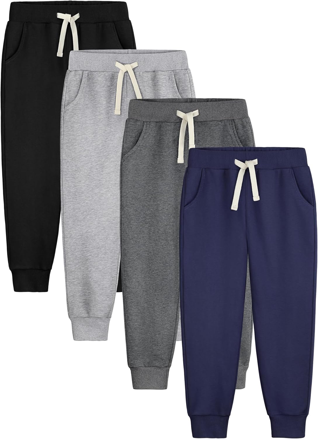 Boys Sweatpants Joggers 4 Pack Cotton Athletic Pants for Kids