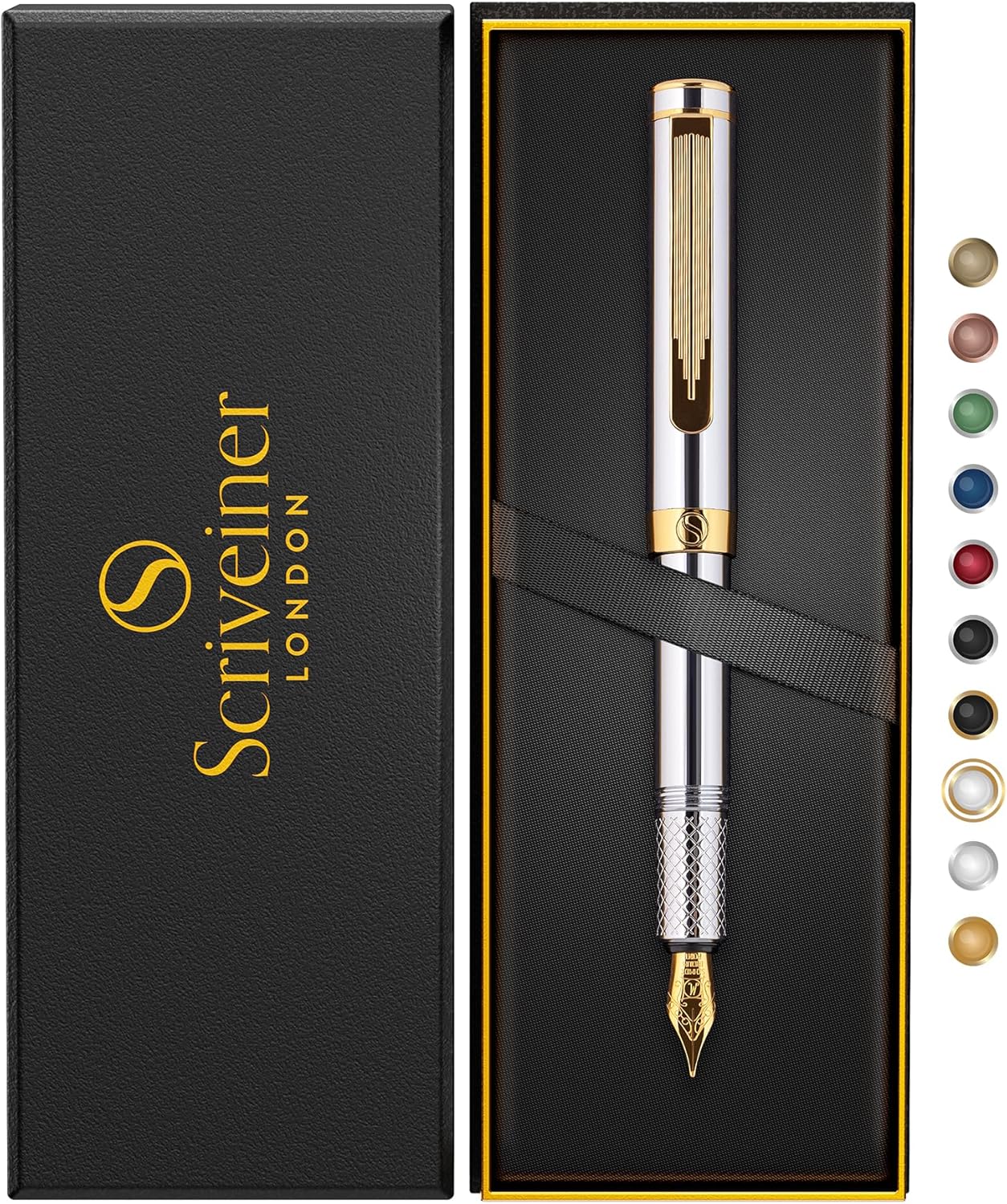 Scriveiner Silver Chrome Fountain Pen: Luxury Writing Experience