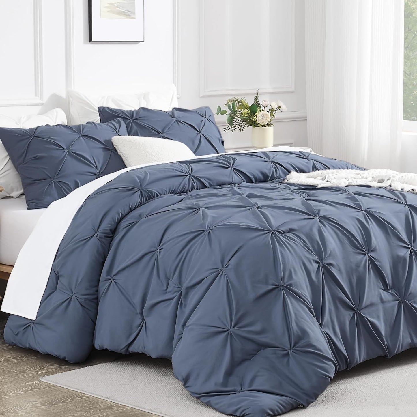 Andency Dark Blue Grey King Size Comforter Set for All Seasons