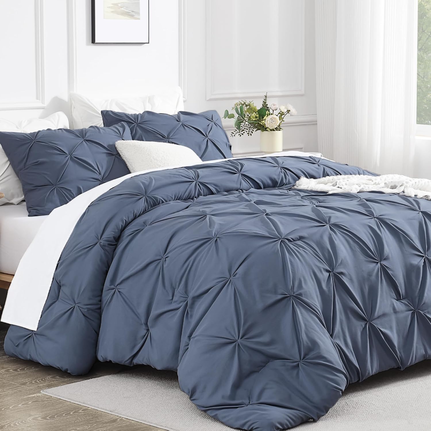 Andency Dark Blue Grey King Size Comforter Set for All Seasons
