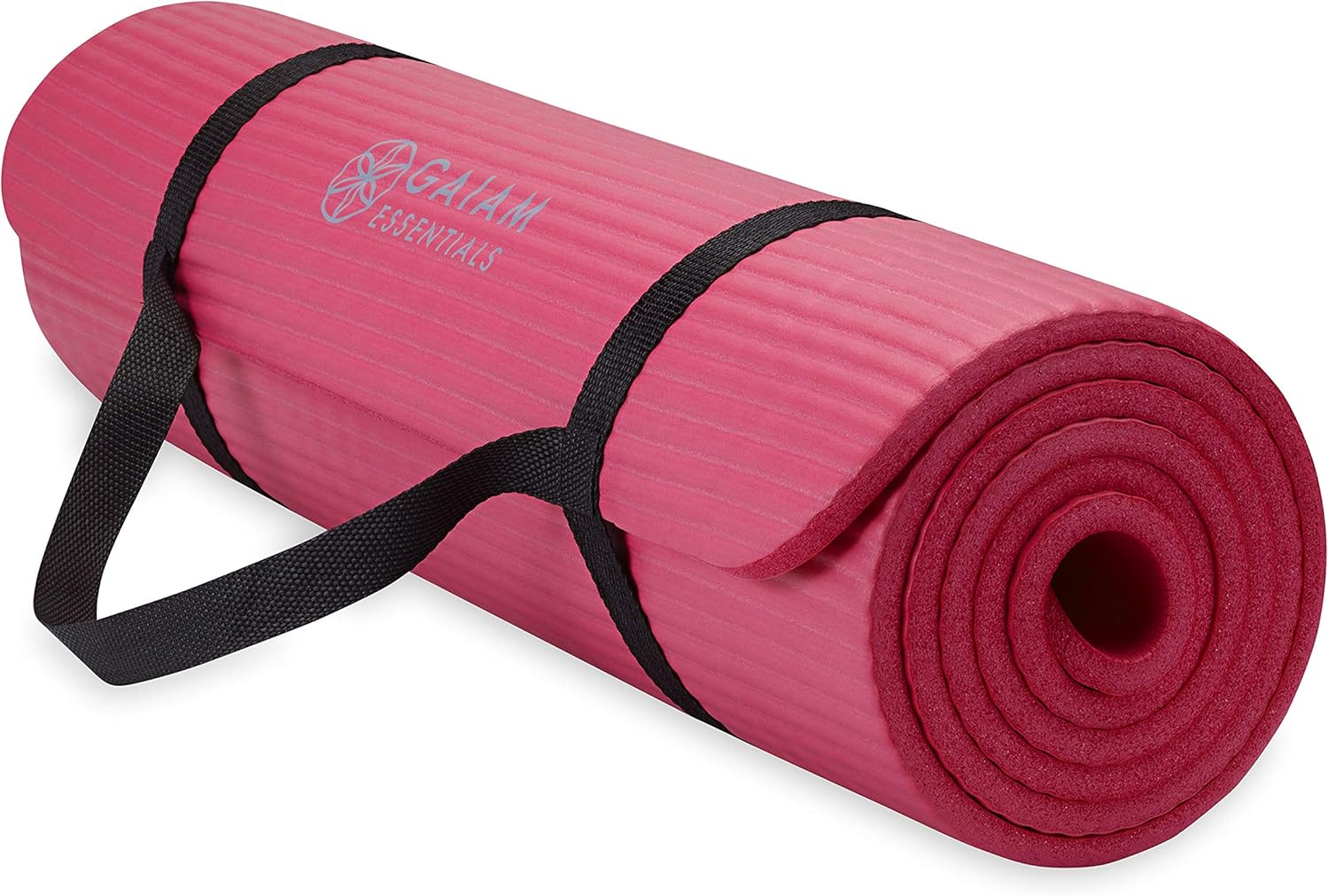 Gaiam Essentials Thick Yoga Mat - Easy-Cinch Strap for On-the-Go Fitness