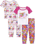 Baby Girls PJ Toddler Snug Fit 100% Cotton 4 Piece Pajama Set - Soft