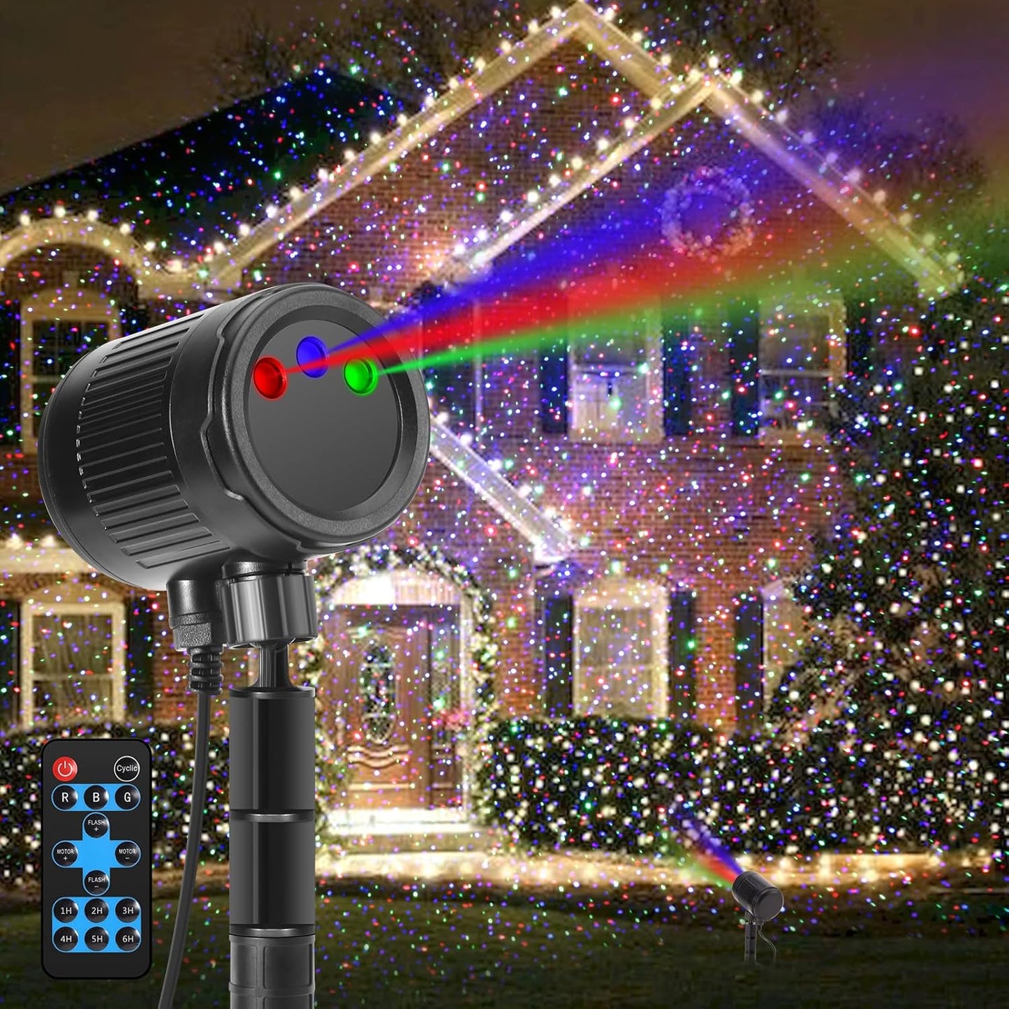 RGB Laser Projector Lights - Timer Remote Control, Starry Xmas Decor