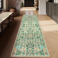 Insect Botanical 2ft 6inx10ft Green Runner Rug - Soft Non Slip Hallway