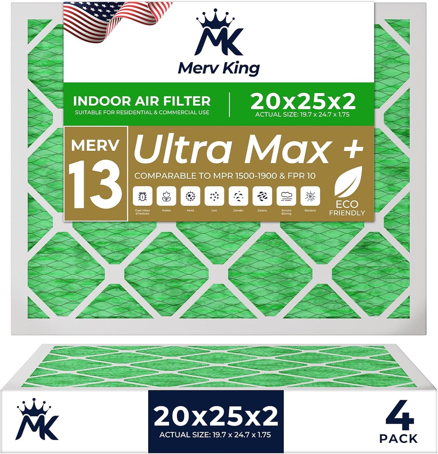 MervKing 20x25x2 Air Filter - MERV 13 for Clean Air Quality