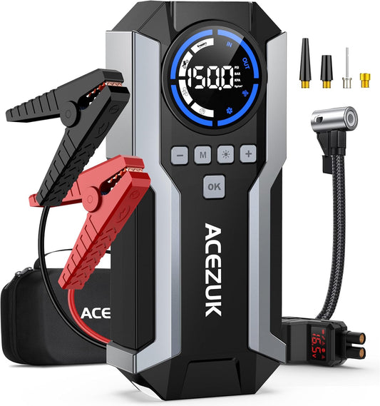 ACEZUK Portable Jump Starter - 7000A Power, 150PSI Compressor