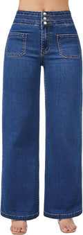 Roswear Wide Leg Jeans for Women - High Waist Stretchy Fit