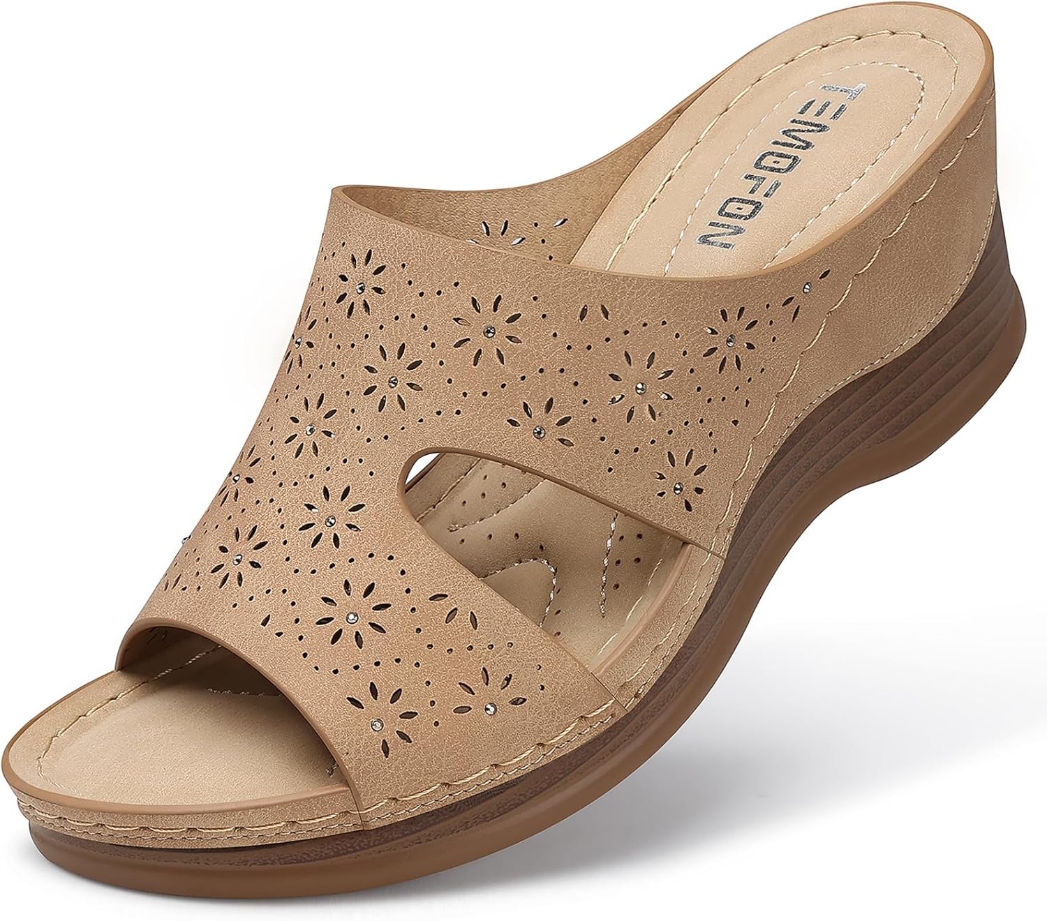 TEMOFON Women Wedge Sandals: Comfortable Summer Slip On Shoes
