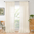 Long Linen Curtains 102 in Length Light Beige - Natural Texture Drapes