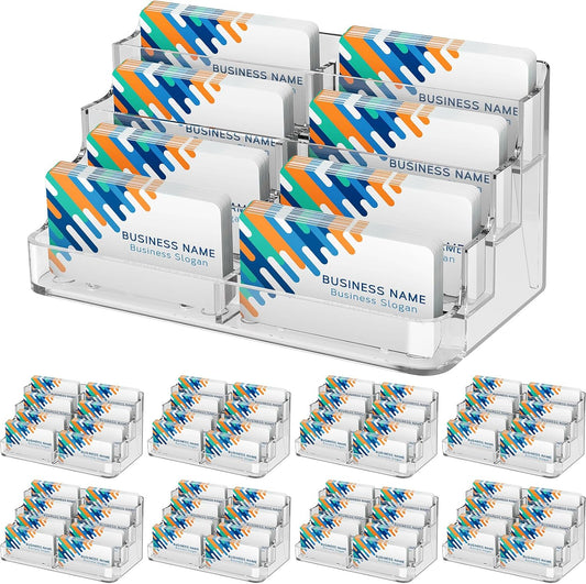 MaxGear Acrylic Business Card Holder for Desk with 8 Pockets