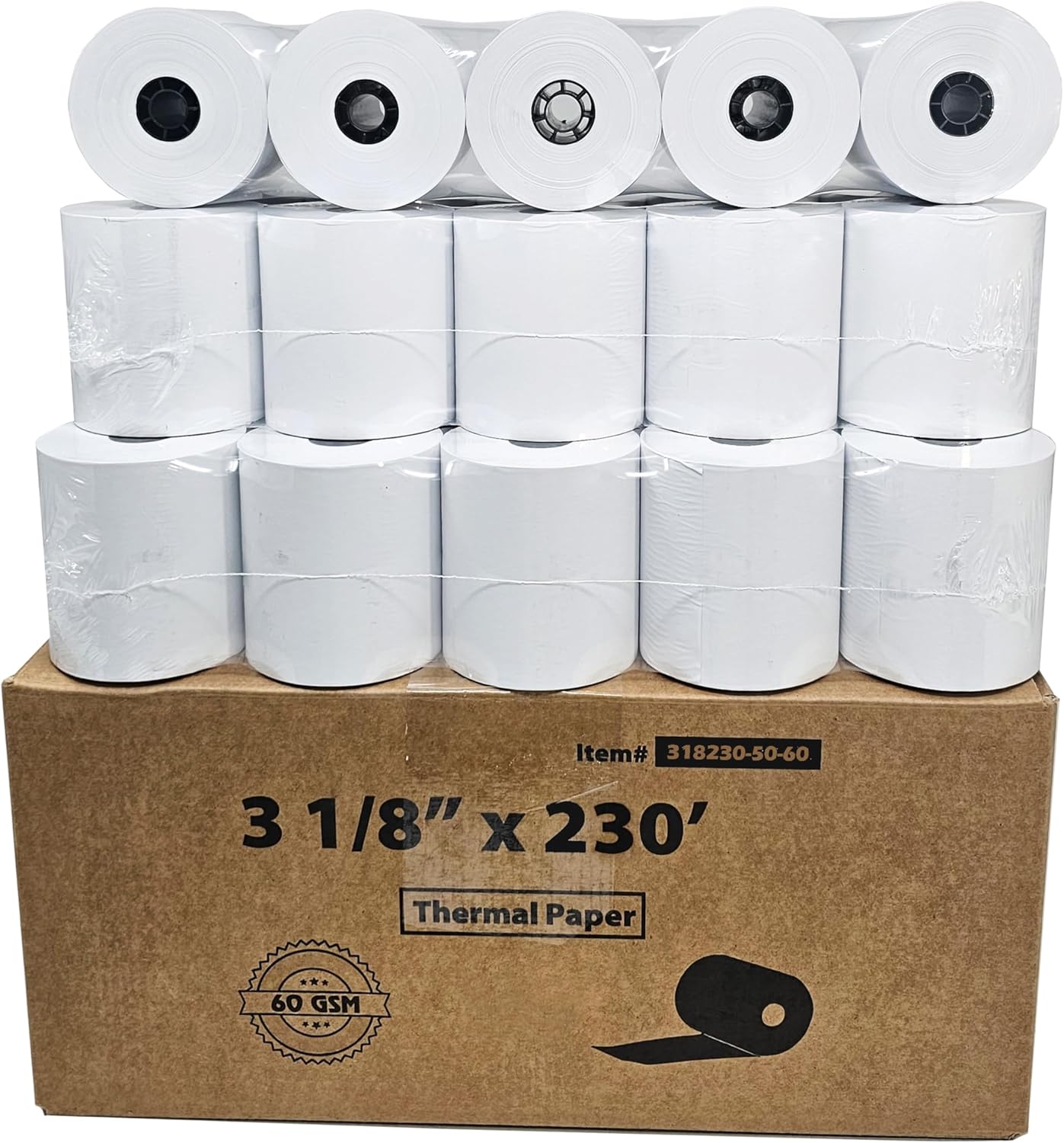 High-Quality 60 GSM Thermal Paper - 3 1/8 x 230' for POS Printers
