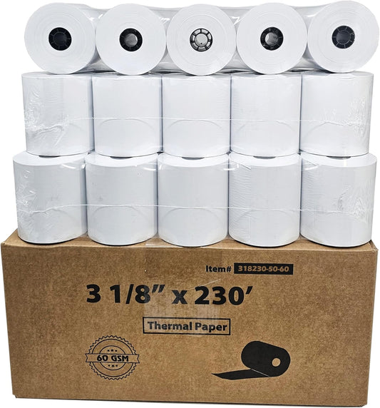 High-Quality 60 GSM Thermal Paper - 3 1/8 x 230' for POS Printers