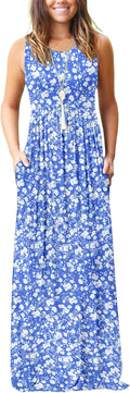 Women's Damask Print Maxi Dress with Pockets - Comfortable Summer Fit