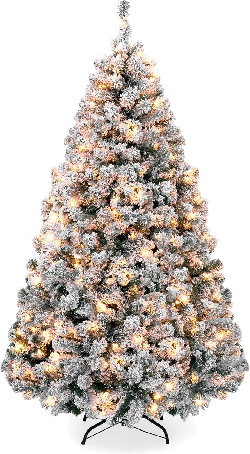 Pre-Lit Artificial Christmas Tree with Snow Flocked Design