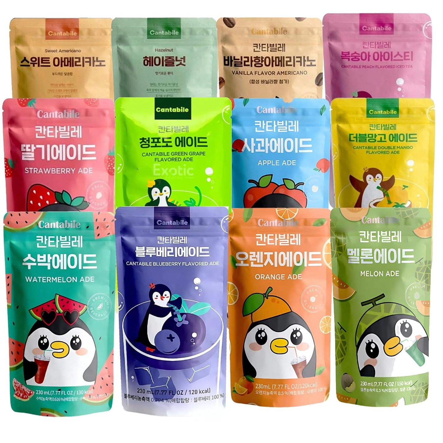 Cantabile Korean Drink Pouch Combo Set of 12 for Refreshment