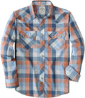 Pearl Snap Shirts for Men Long Sleeve Lightweight Cotton Plaid