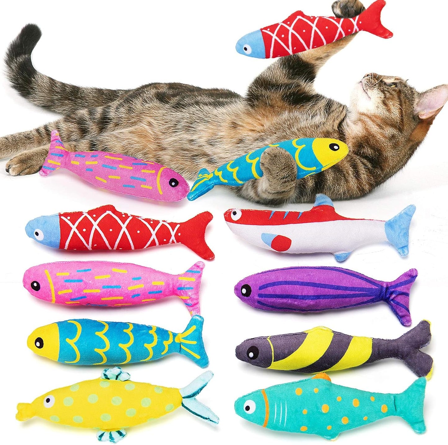 8-Piece Fish Cat Toy Set - AWOO