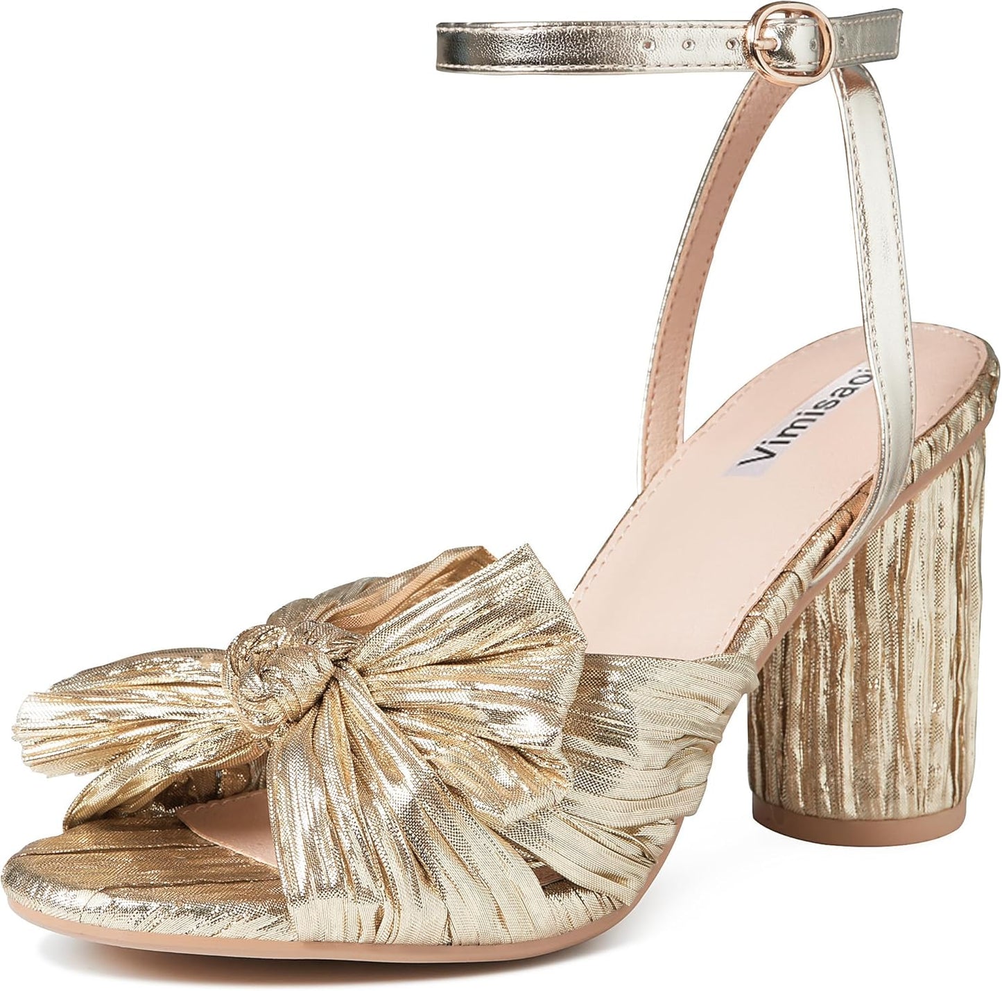 VIMISAOI Women's Bow Knot Heeled Sandals for Elegant Occasions