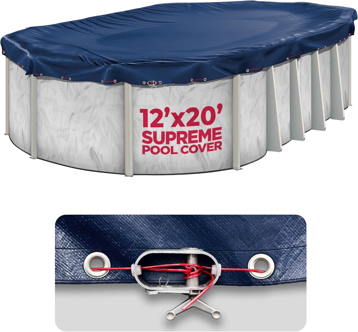12x20 ft Oval Pool Covers for Above Ground Pools - Navy Blue
