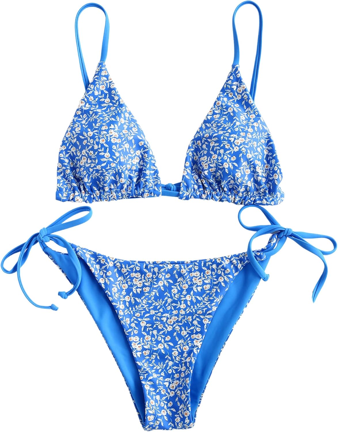 ZAFUL Women's Triangle Bikini Floral String Set for Summer Fun