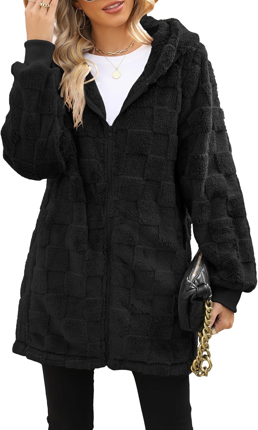 ReachMe Womens Fleece Zip Up Jacket for Cozy Winter Wear