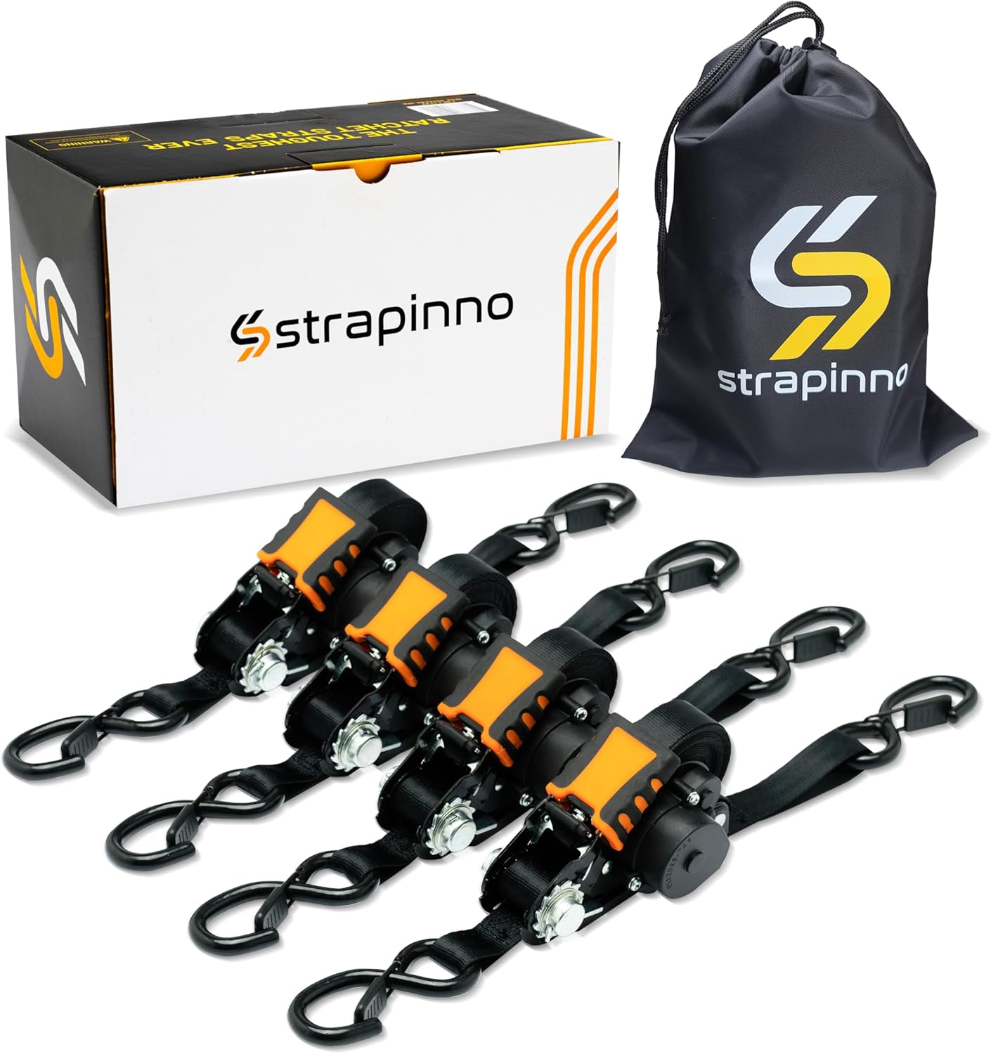 Strapinno Retractable Ratchet Straps - Heavy Duty Tie Downs