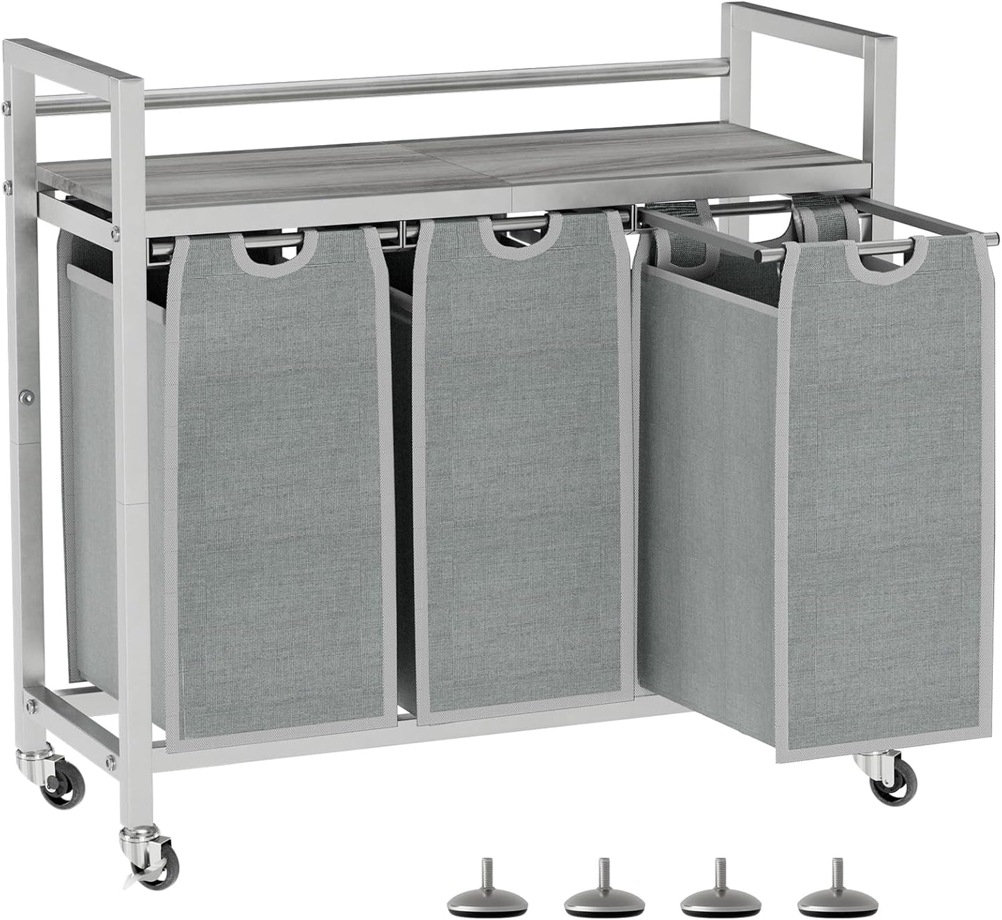 Laundry Hamper with 3 Removable Bags for Easy Sorting