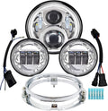 7 in Motorcycle LED Headlight Kit with 4.5 in Fog Lights - DOT