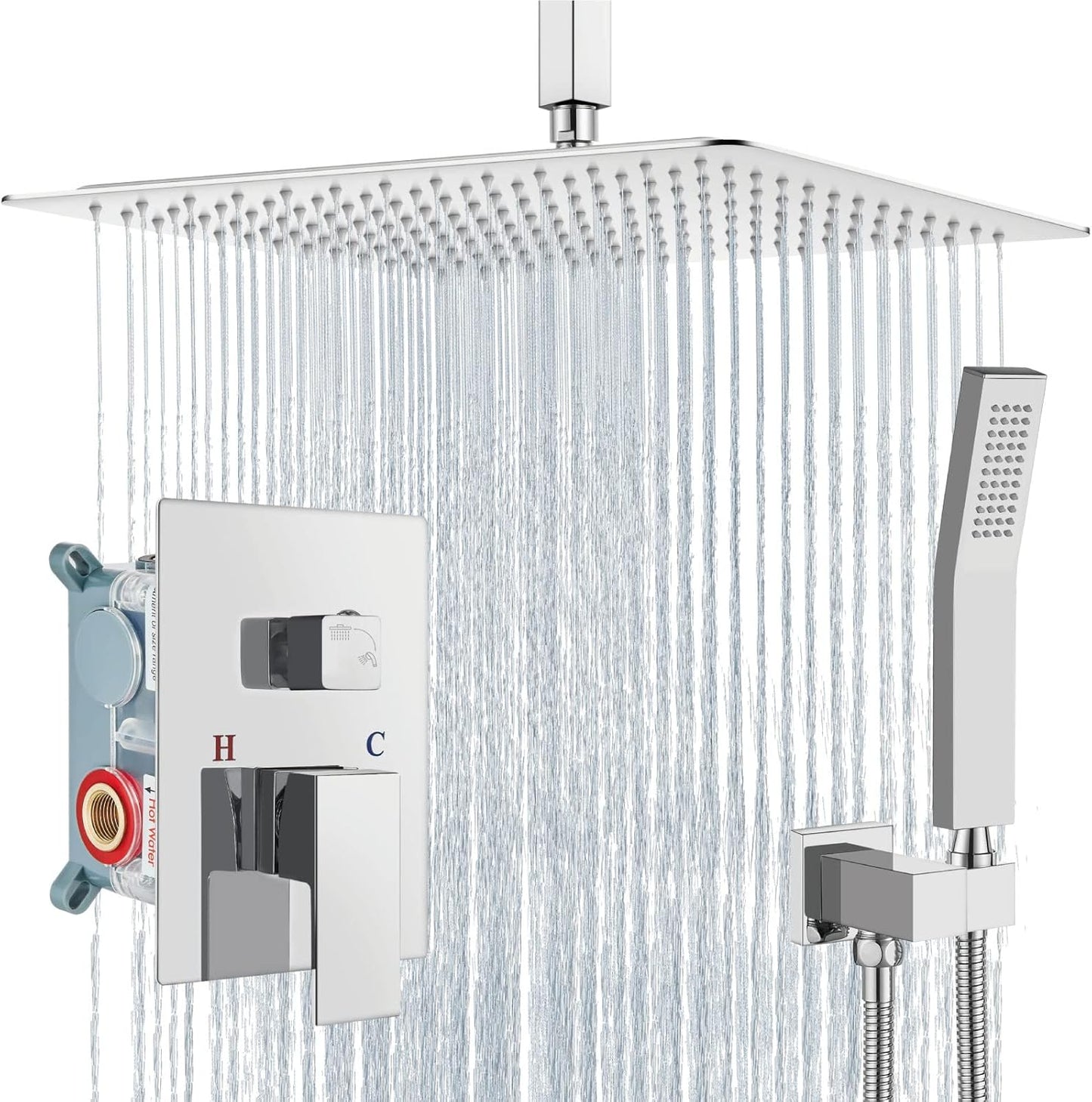 Aolemi Ceiling Mount Shower System with Rain Shower Head and Handheld