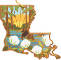 Louisiana Shaped Bamboo Cutting Board with Summer Stokes Art - Wall