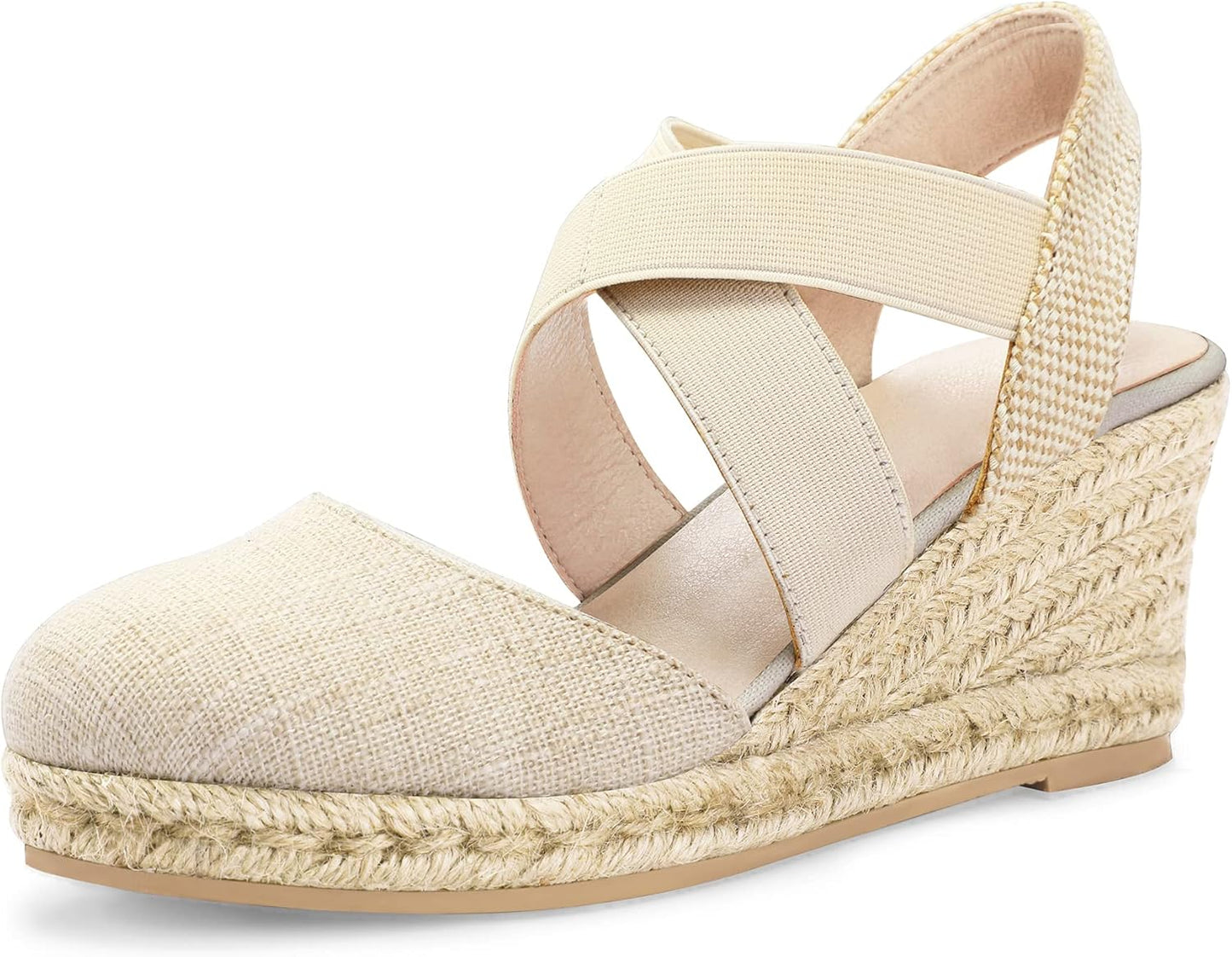 mysoft Women's Closed Toe Crisscross Elastic Ankle Strap Sandals
