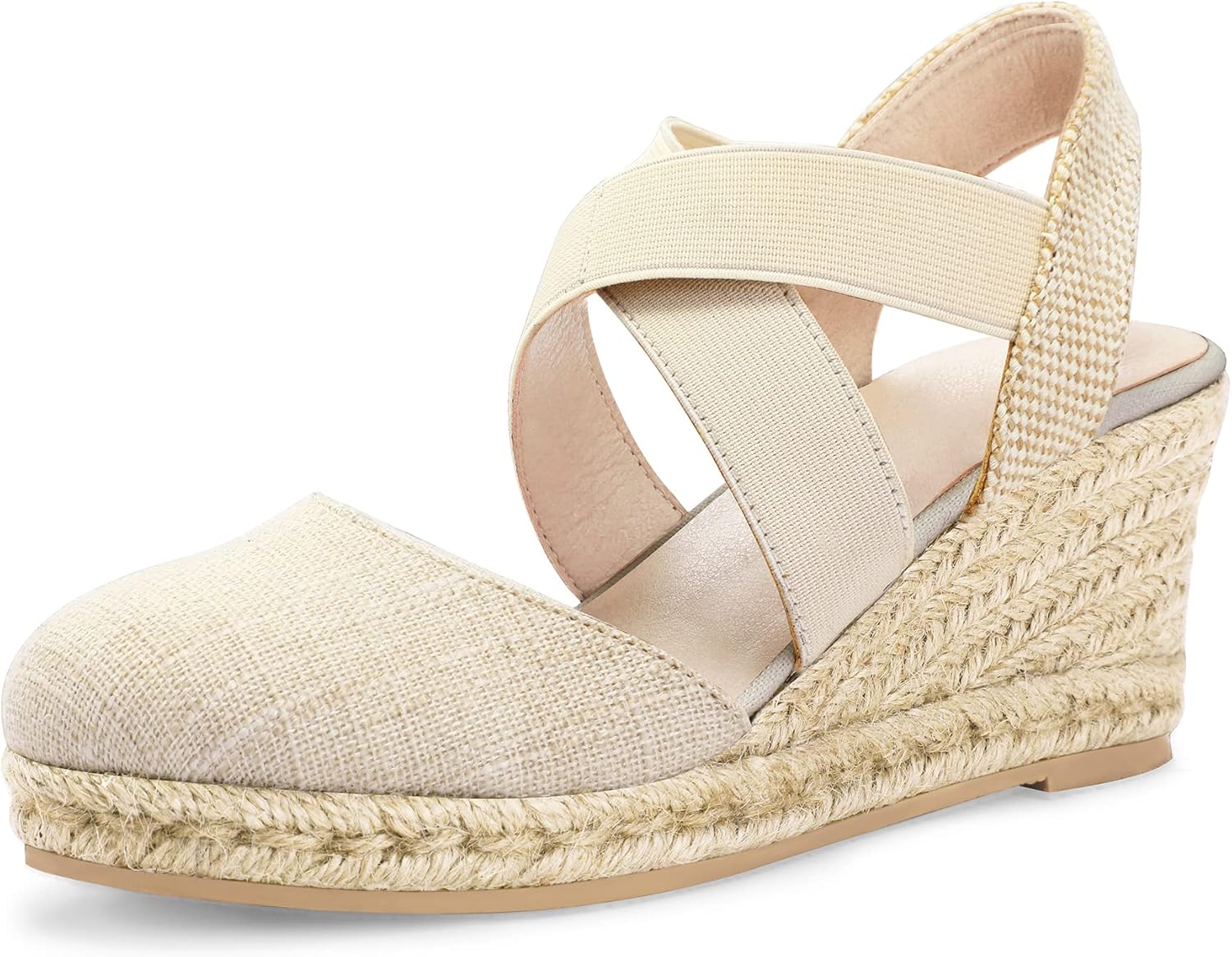 mysoft Women's Closed Toe Crisscross Elastic Ankle Strap Sandals