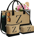 Jute Tote Bag for Women with 2 Personalized Makeup Bags - Gift Set