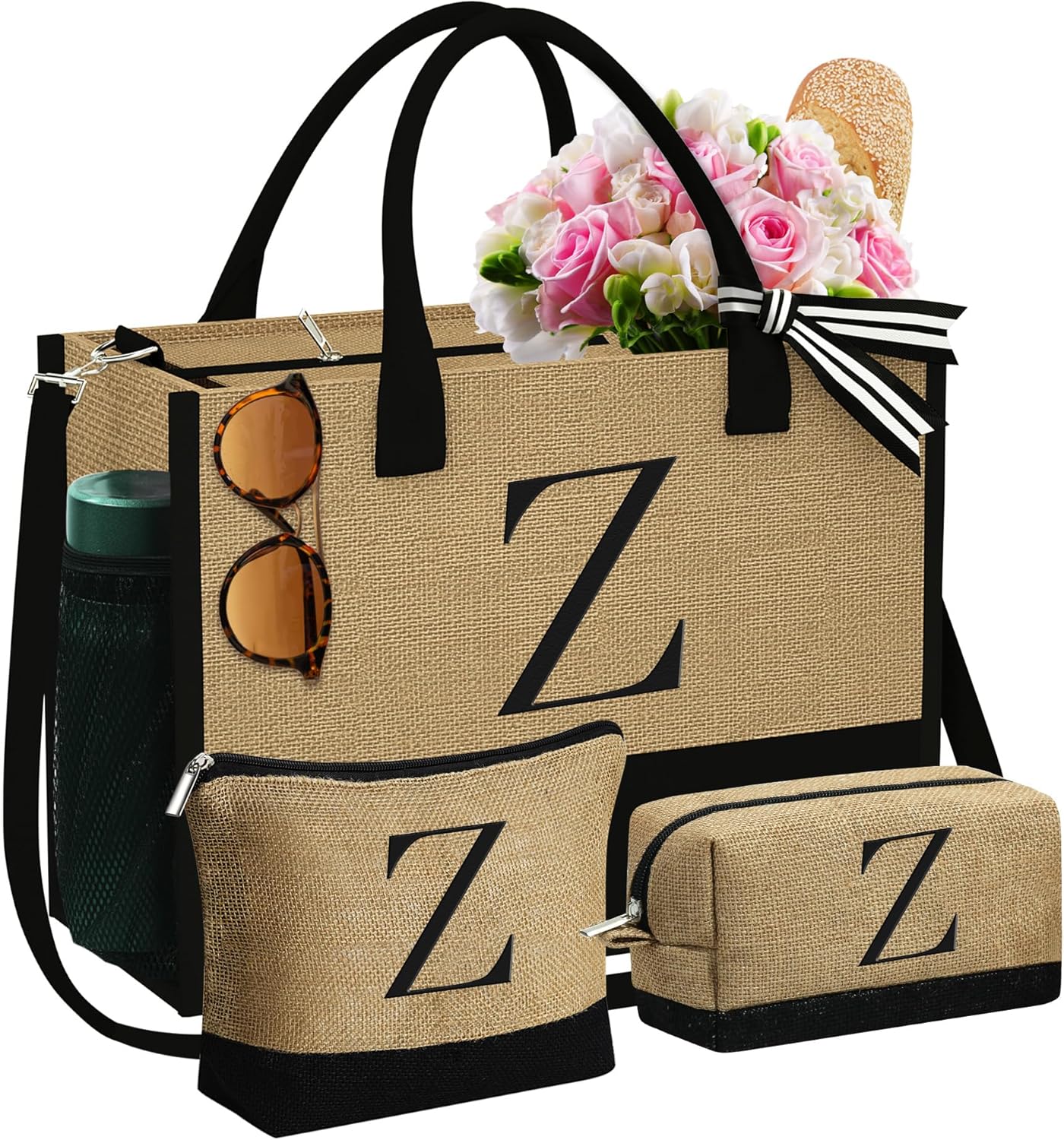 Personalized Jute Tote Bag & Makeup Bags for Women Gifts