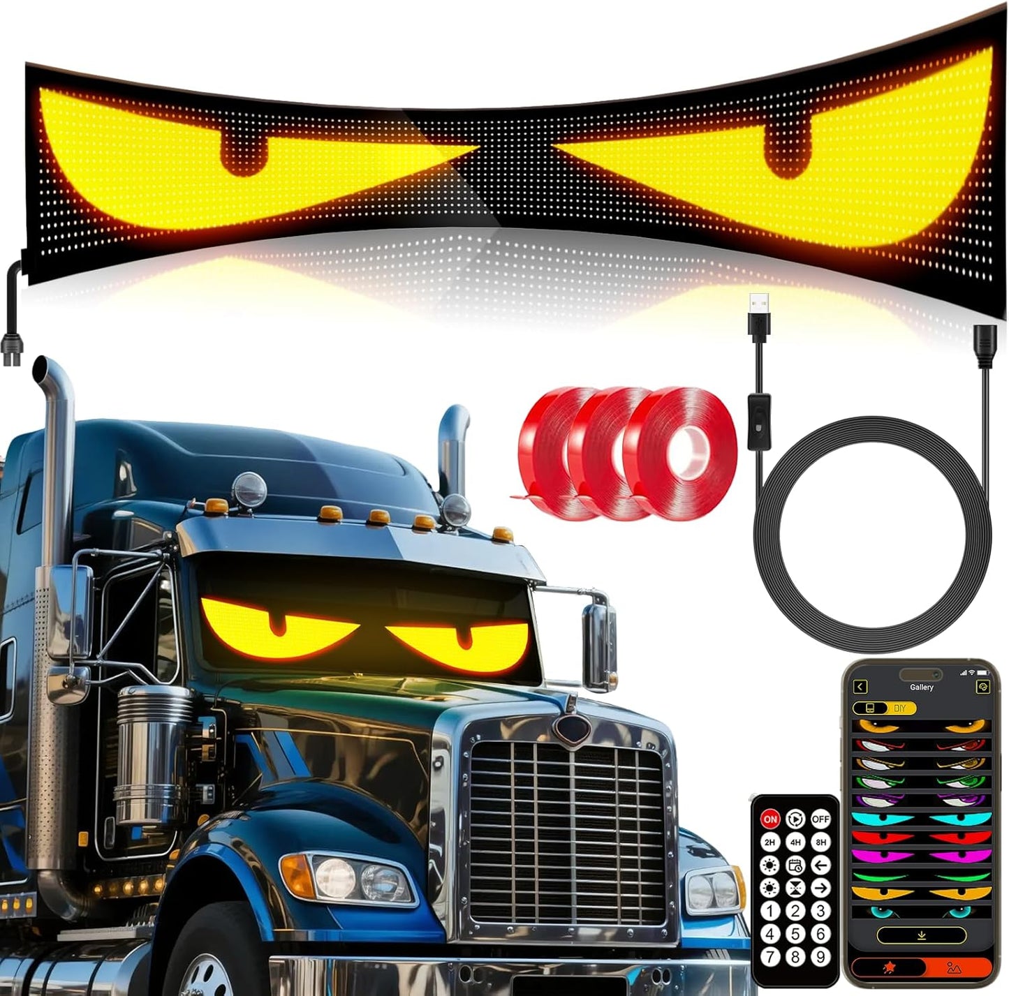 52.4 in Large Size Windshield Eyes for Cars - Devil Eye Light