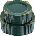 Green and Gold Plates 102PCS - Elegant Heavyweight Disposable Set